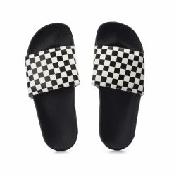 Νέος 🛒 VANS CHECKERBOARD SLIDE-ON 🩴 SANDALS V4KIIP9-IP9 Λευκό-Μαυρο 😉