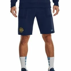 Προώθηση 🎁 UNDER ARMOUR PROJECT ROCK HEAVYWEIGHT TERRY SHORTS 1370454-408 Μπλε 🎉